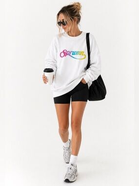 SPRWNM White Logo Crewneck Sweatshirt Oversized Medium NWT